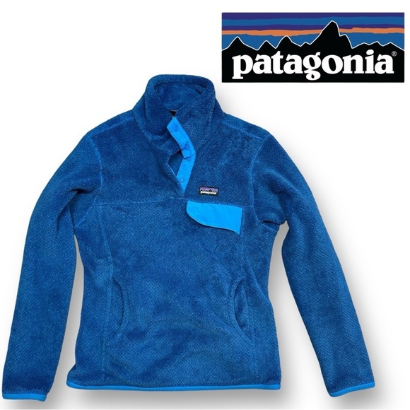 Patagonia Re-Tool Snap T PolarTec Fleece Pullover Bright Blue Womens XS - Picture 1 of 15